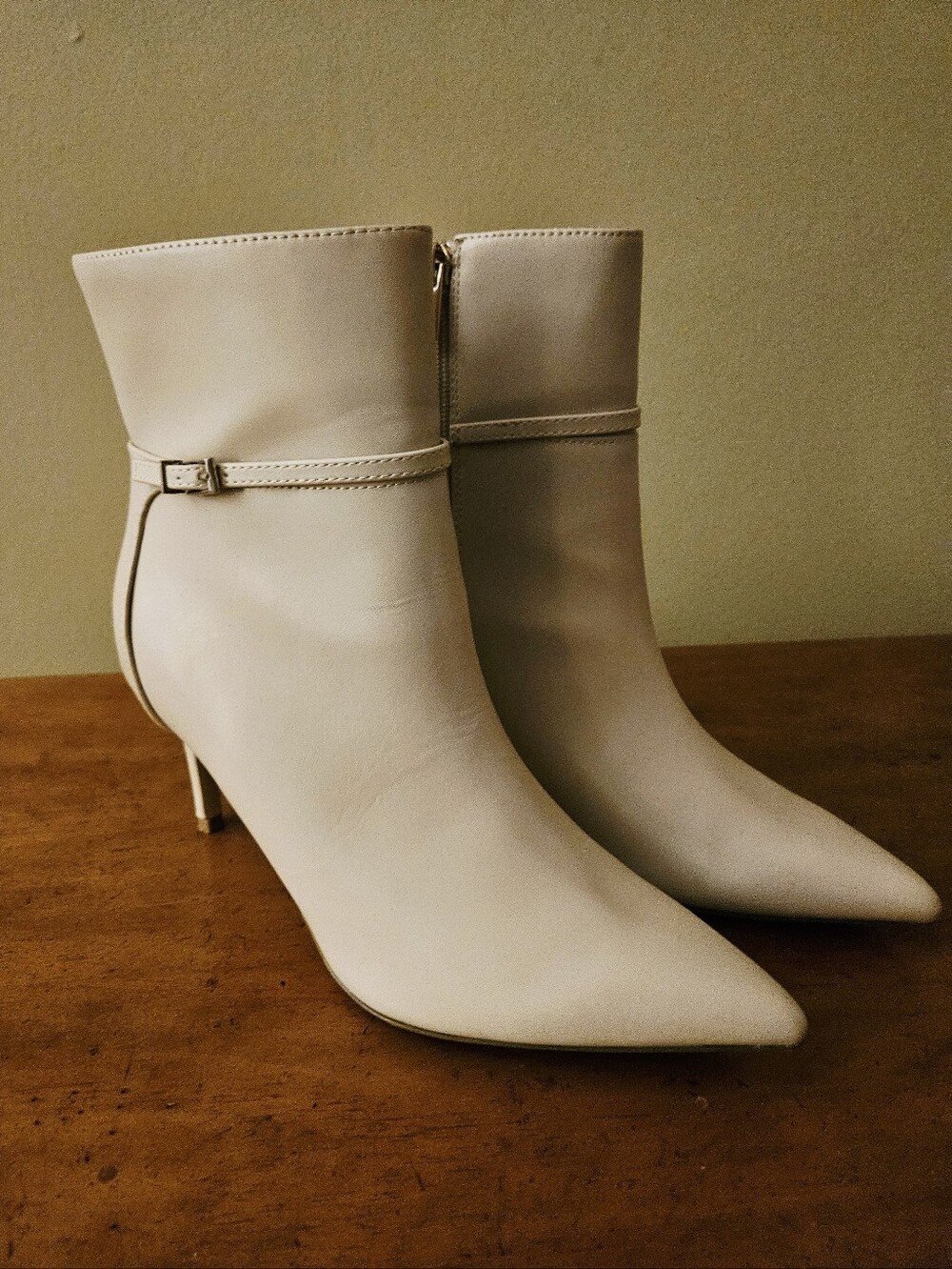 CALVIN KLEIN "Cerine" Cream Pointed Toe Stiletto Booties